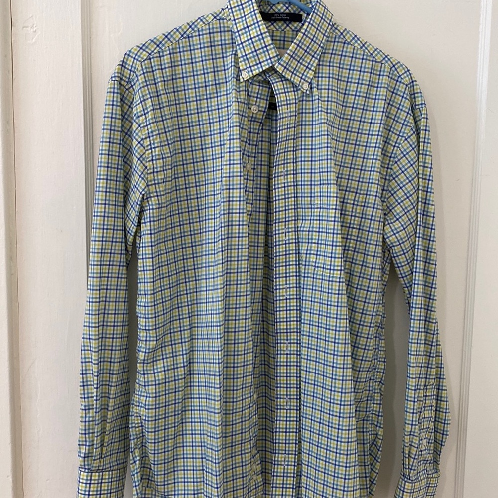 Cotton Brothers button down. Blue and green checked